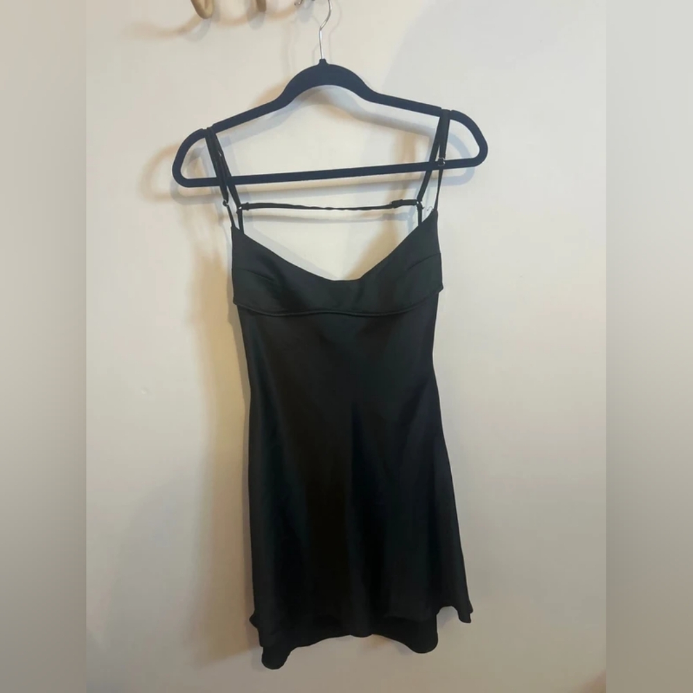 Zara Sleek Black Satin Dress